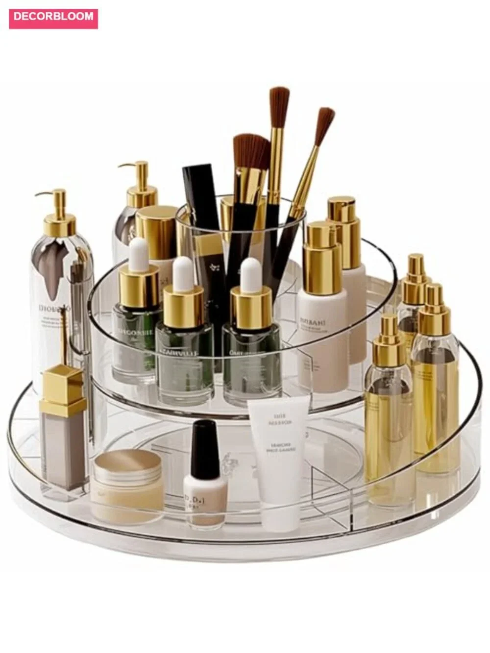 360 Rotating Acrylic Makeup Organizer with Brush Holder